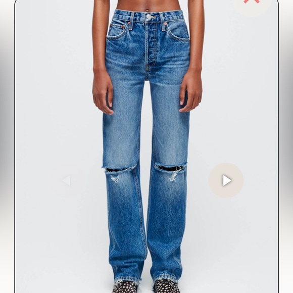 Redone 90s High Rise Loose Distressed Jeans - Picture 5 of 5